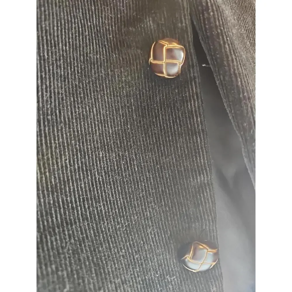 Ralph Lauren‎ Mens Corduroy Blazer 44R Black 100% Cotton Brown Buttons